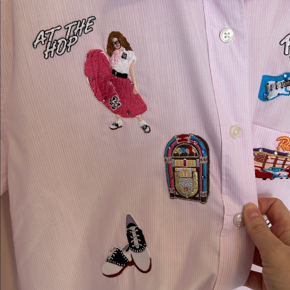 Tia’s Vintage Pink Sock‎ Hop 1950’s Button Down - Picture 6 of 7